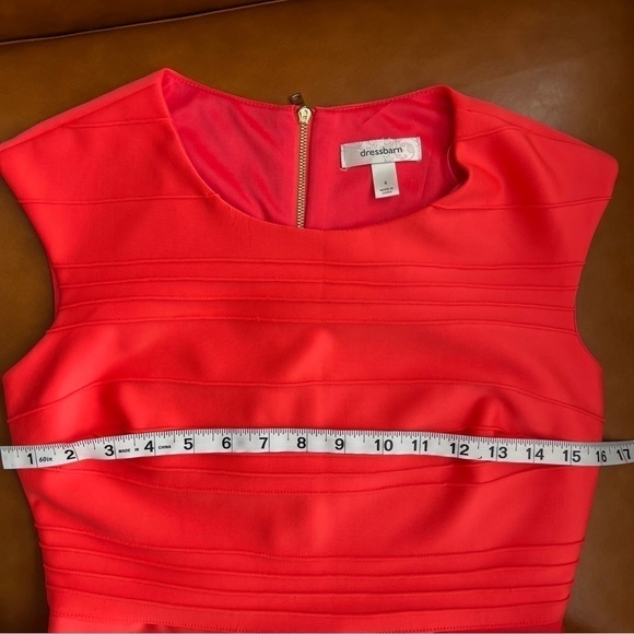 Dress Barn Coral Red Fit And Flare Sleeveless Knee Length Cocktail Dress Size 4 - Picture 8 of 12